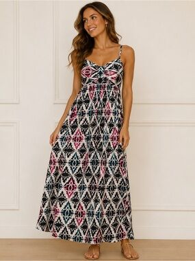 Ann Taylor Ikat Empire Maxi Dress
